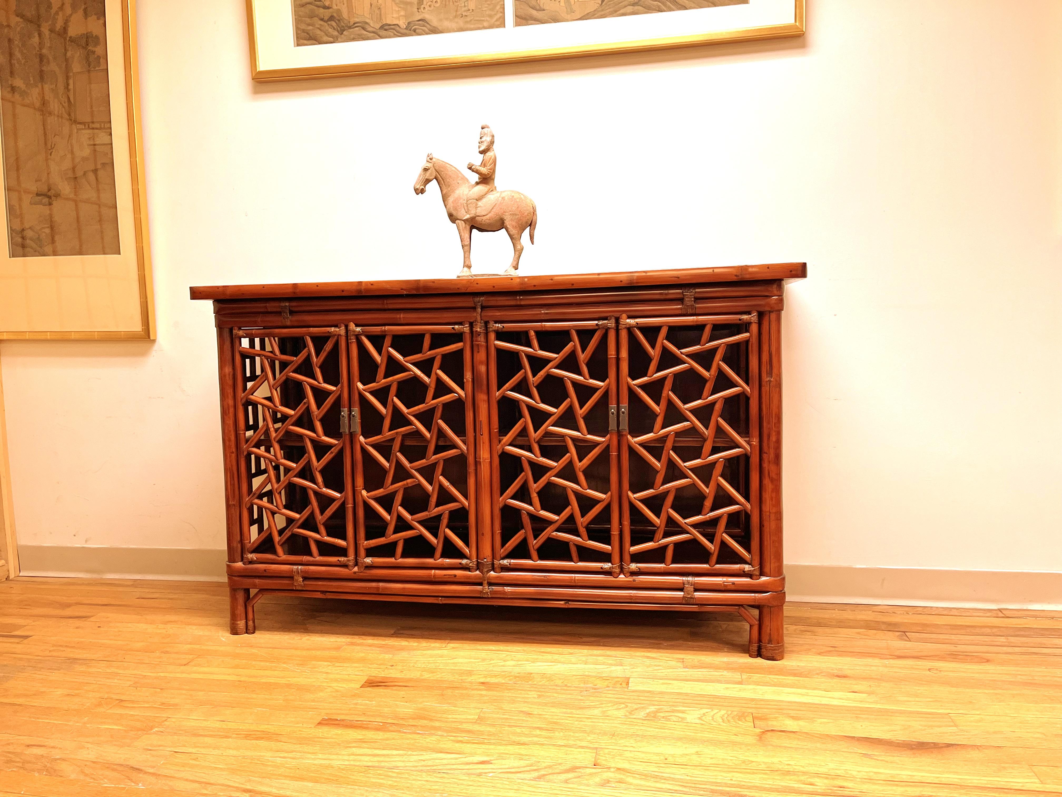 Bamboo Sideboard with Fret Work Motif For Sale 6