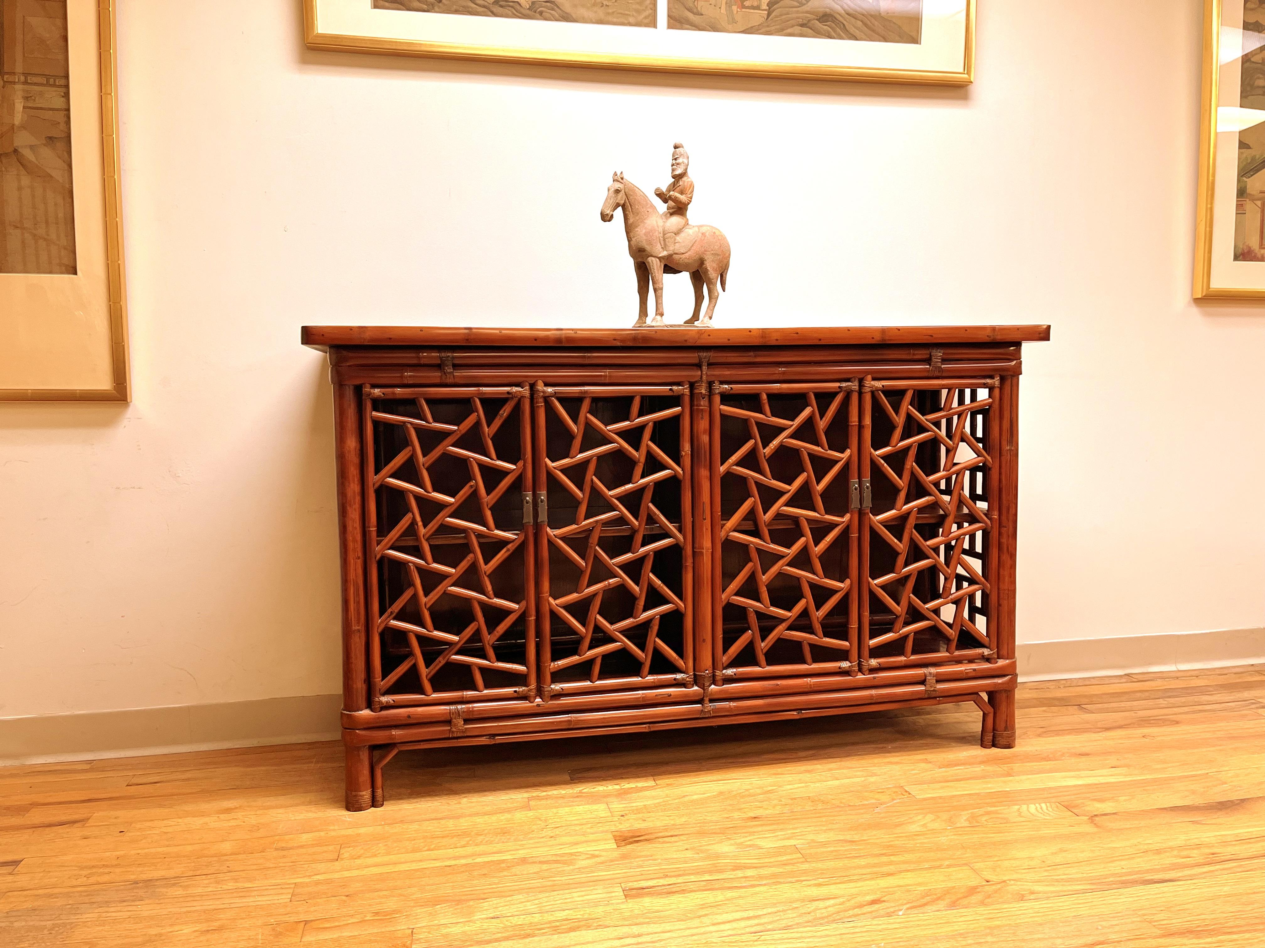 Bamboo Sideboard with Fret Work Motif For Sale 7