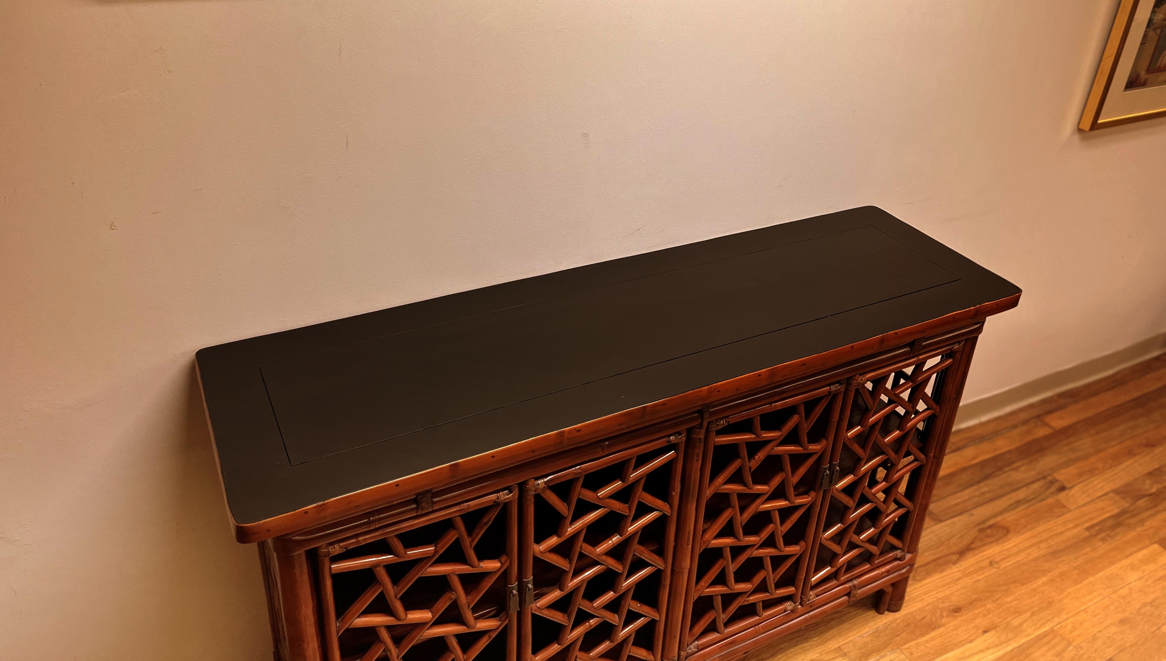 Bamboo Sideboard with Fret Work Motif For Sale 2