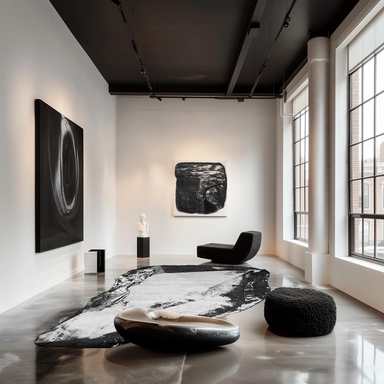 Postmoderne Tapis H-C3 Celestial Object en soie de bambou par HENZEL STUDIO en vente