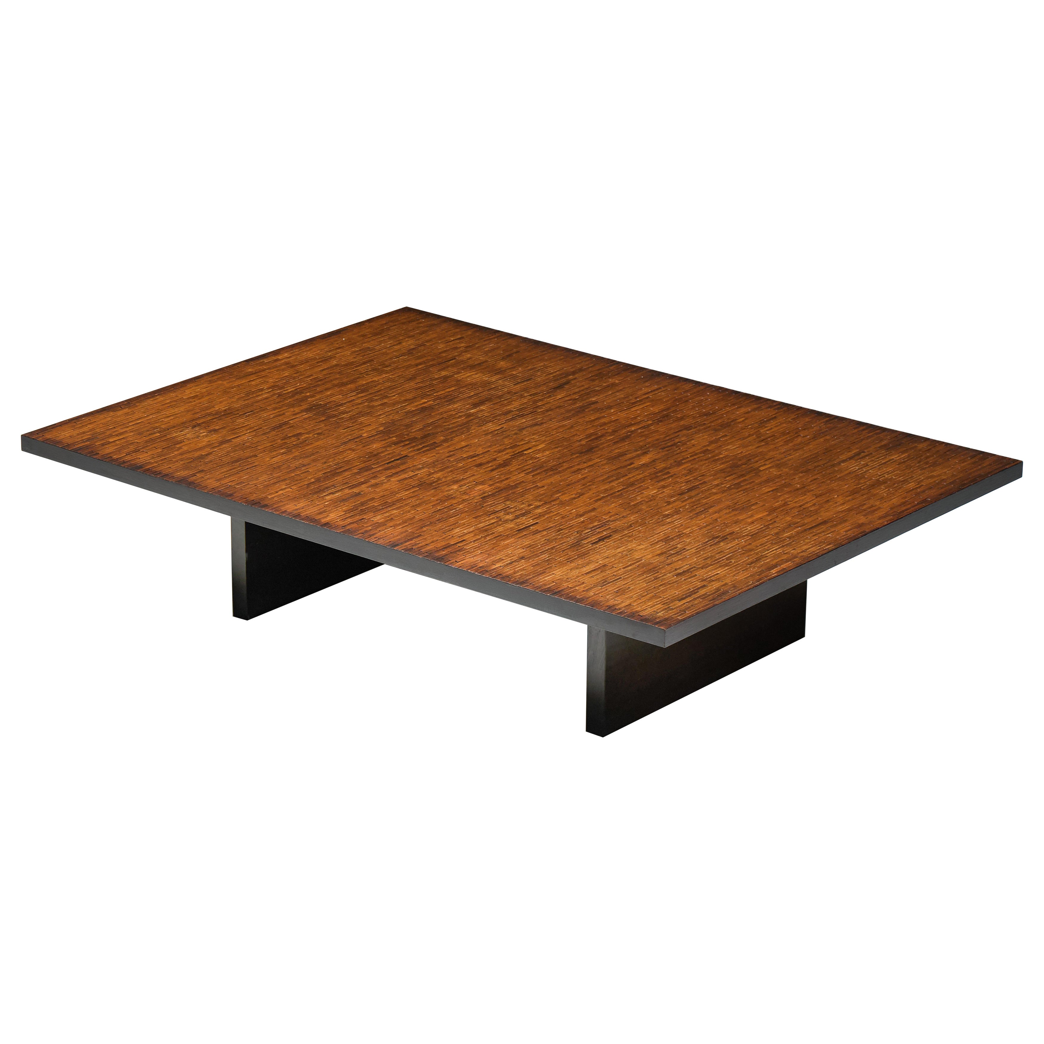 Table basse à plateau en bambou par Axel Vervoordt, Belgique, années 1980 en vente