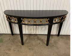 Bamboo & Slate Top Demi Lune Console by Mc Guire