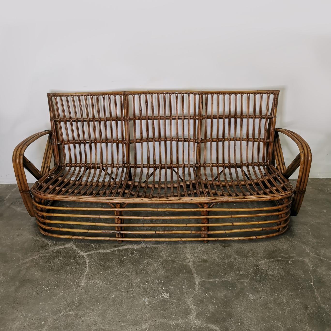 Italian Bamboo Sofa by Paul Frankl, Dal Vera