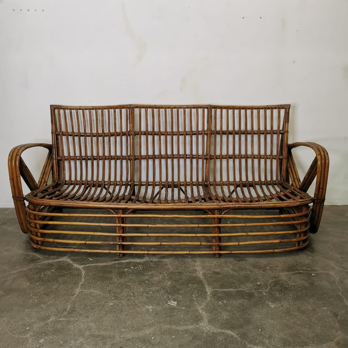 Bambus-Sofa von Paul Frankl, Dal Vera im Zustand „Gut“ im Angebot in Milano, Lombardia