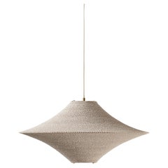 Bamboo Solitaire 01 Pendant Light, Hand Crocheted in Bamboo Paper