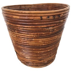 Bamboo Split Reed Rattan Waste Basket or Trash Bin