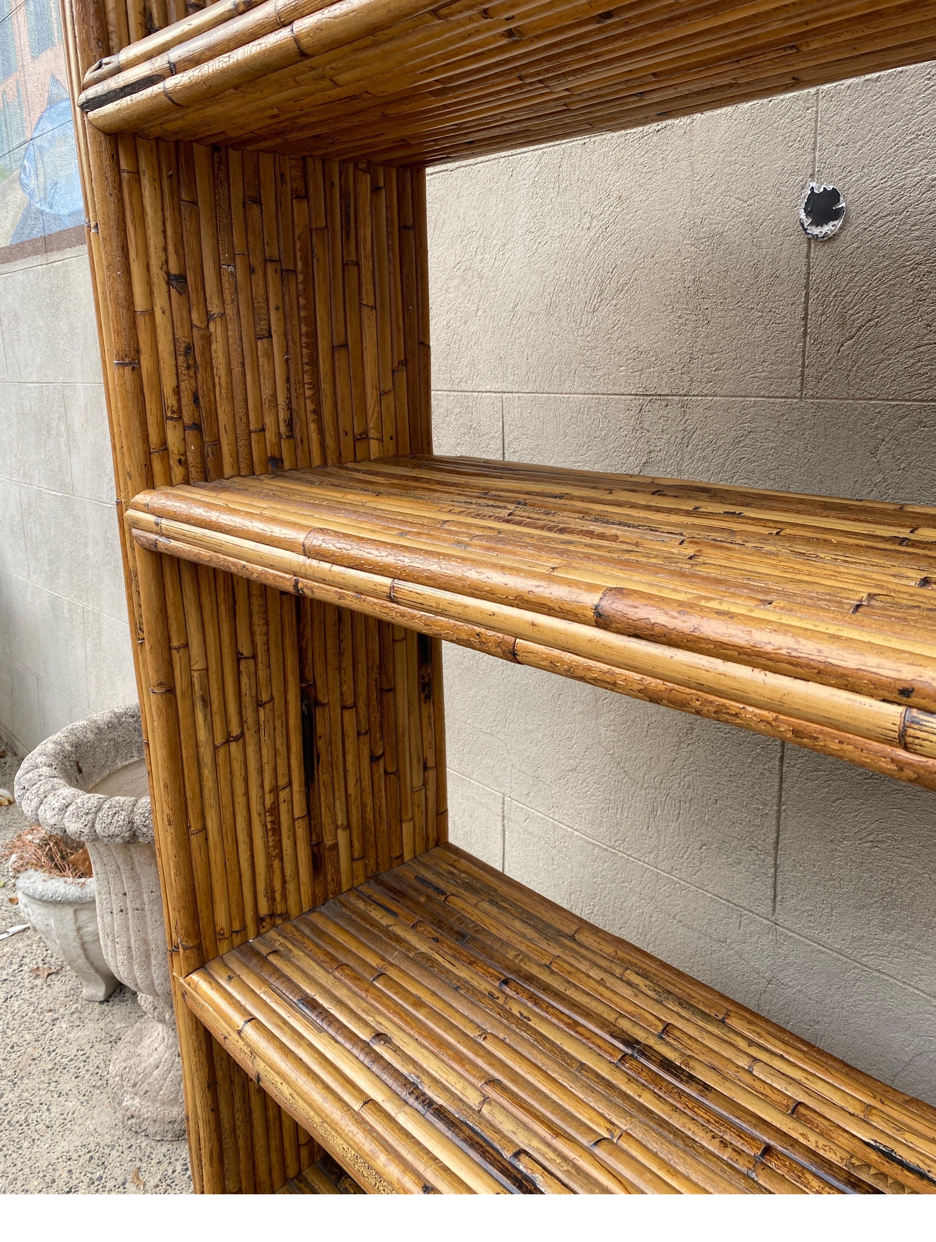 Bamboo Standing Etagere Bookcae, 1970's For Sale 1