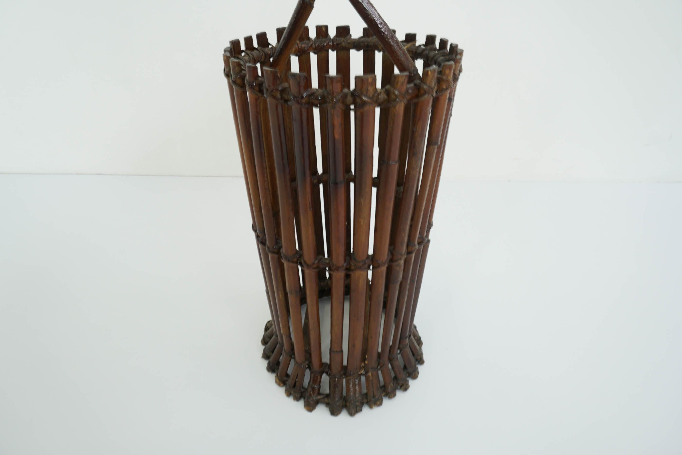 Bamboo Sticks Holder or Umbrella Stand, 1950 Italian Design Mid-Century Modern  1