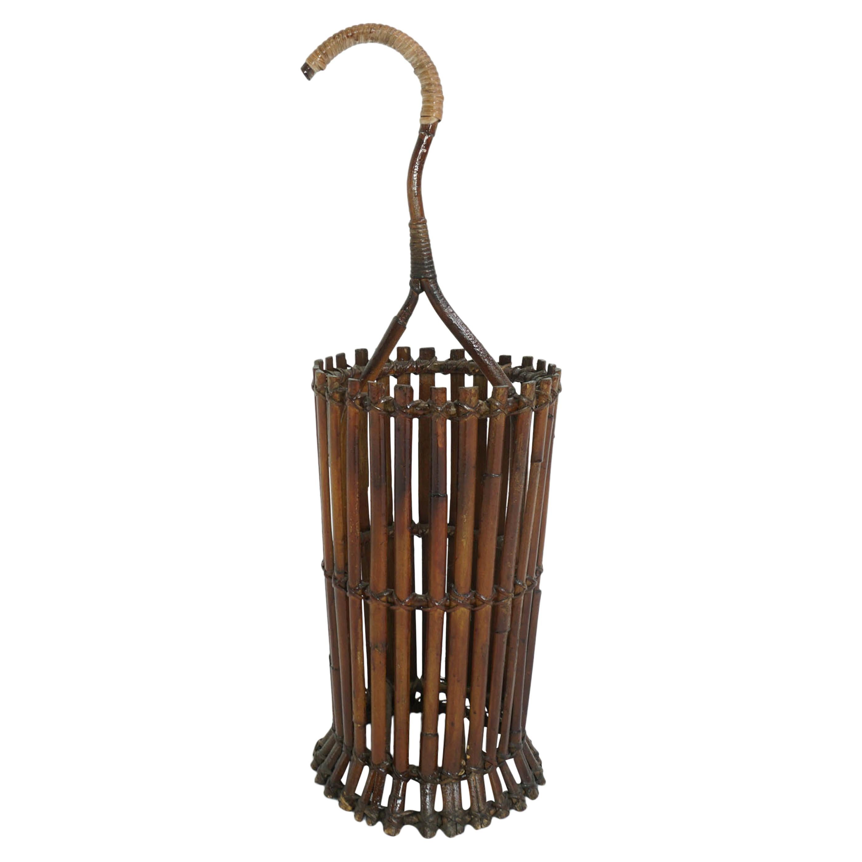 Bamboo Sticks Holder or Umbrella Stand, 1950 Italian Design Mid-Century Modern 