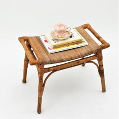 Bamboo Stool, Ottoman or Bench with Cane Seat