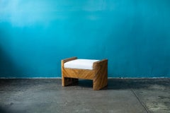 Bamboo Stool with White Cushion