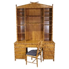 Bamboo Style Desk w/ Bookcase