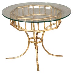 Vintage Bamboo Style Glass Table