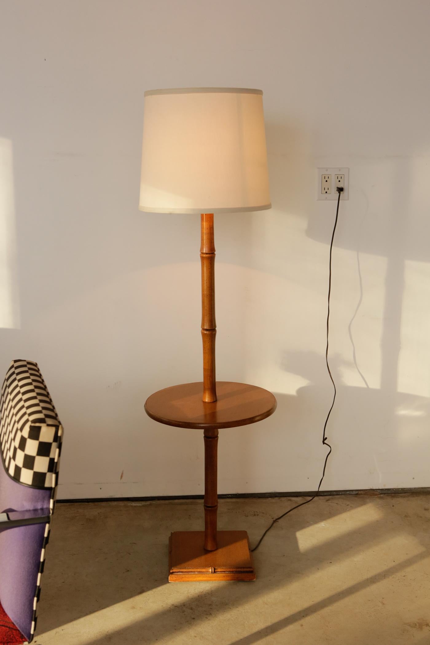 Mid-Century Modern Bamboo-Style Standing Table Lamp For Sale