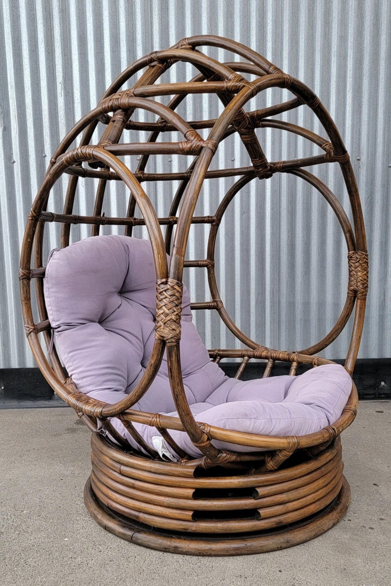 Bamboo Swivel Egg Chair For Sale at 1stDibs