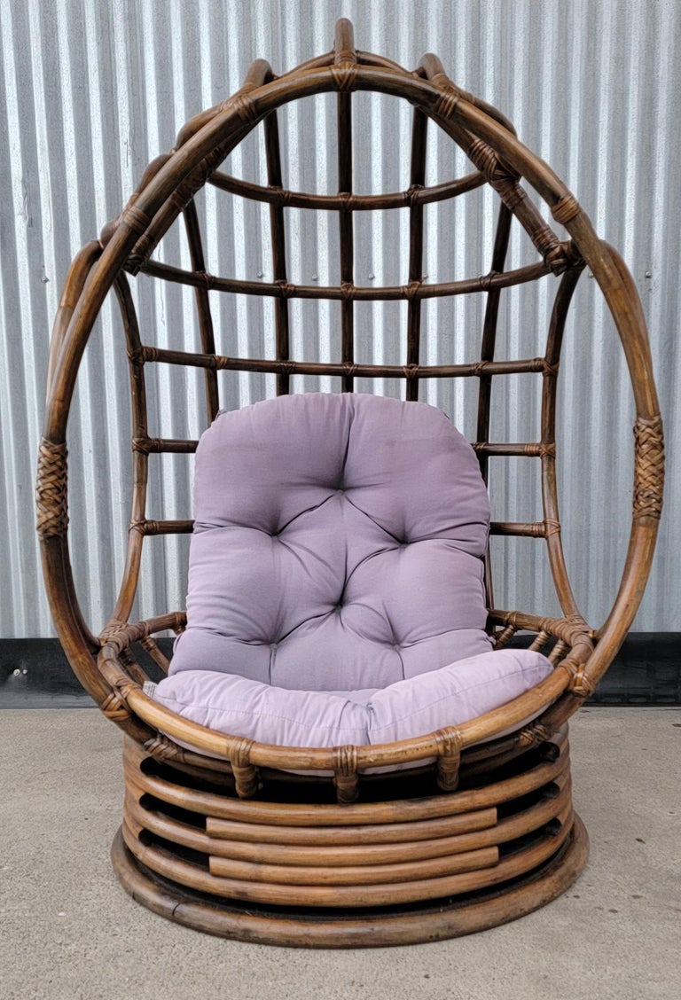 Bamboo Swivel Egg Chair For Sale at 1stDibs