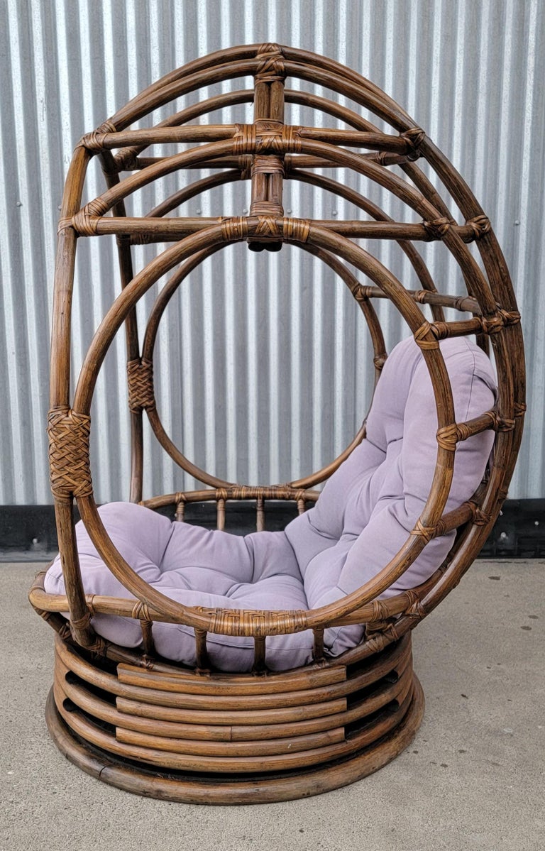 Bamboo Swivel Egg Chair For Sale at 1stDibs