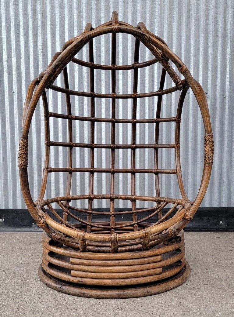 Bamboo Swivel Egg Chair For Sale at 1stDibs