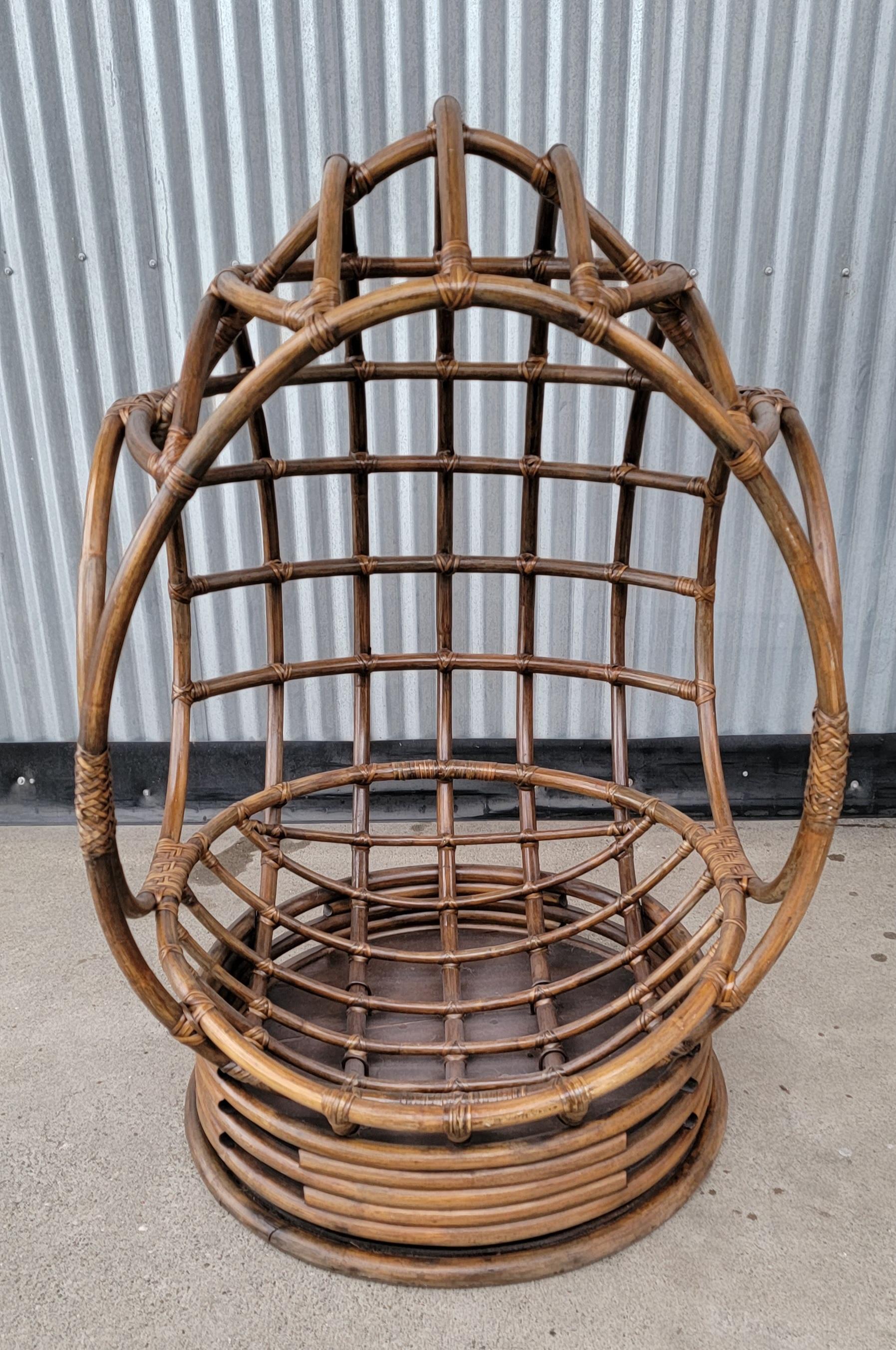 20th Century Bamboo Swivel Egg Chair