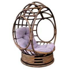 Silla huevo giratoria de bambú