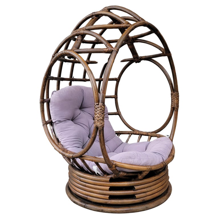 Bamboo Swivel Egg Chair For Sale at 1stDibs