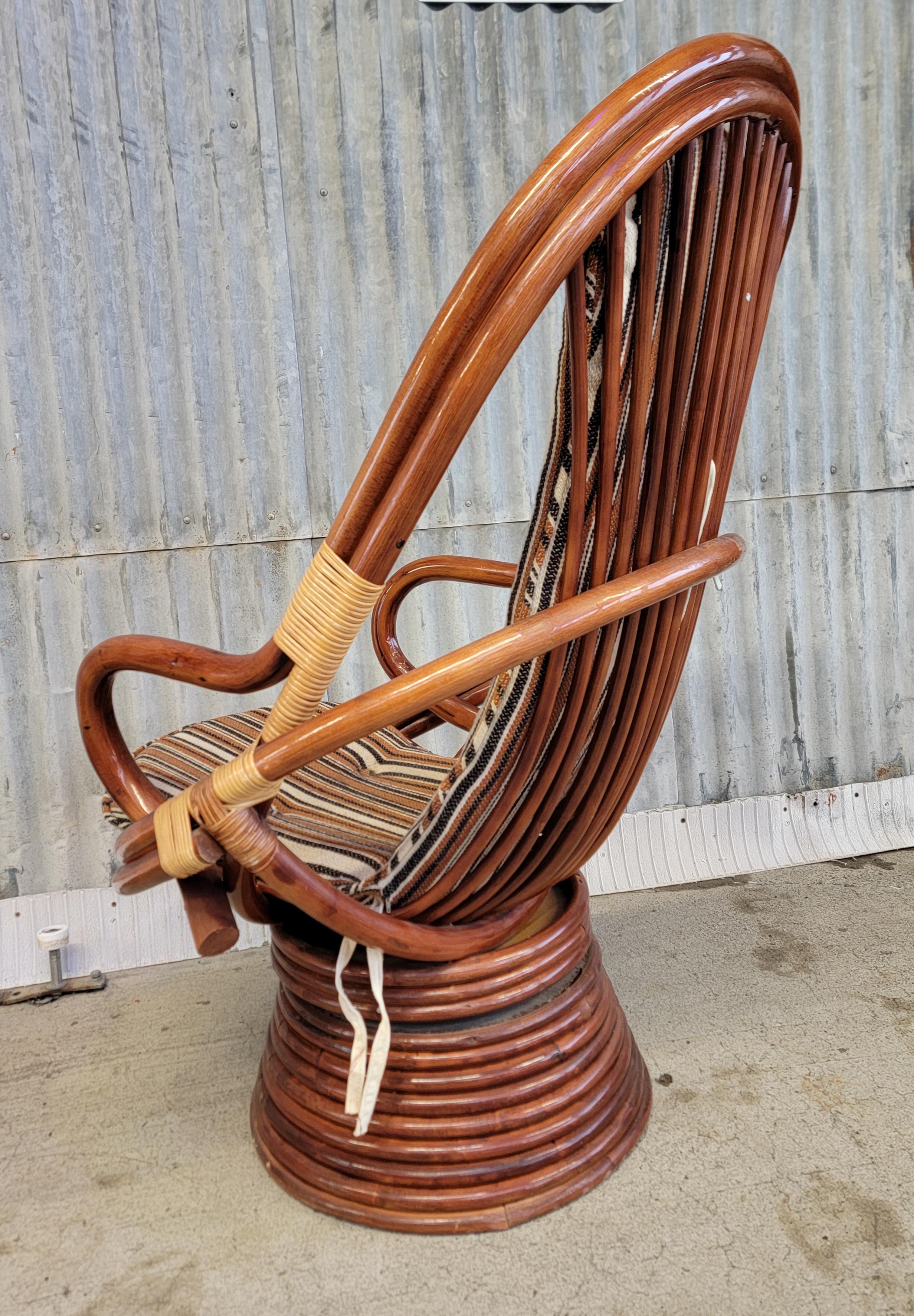 Bamboo Swivel Lounge Chair 1970's 2
