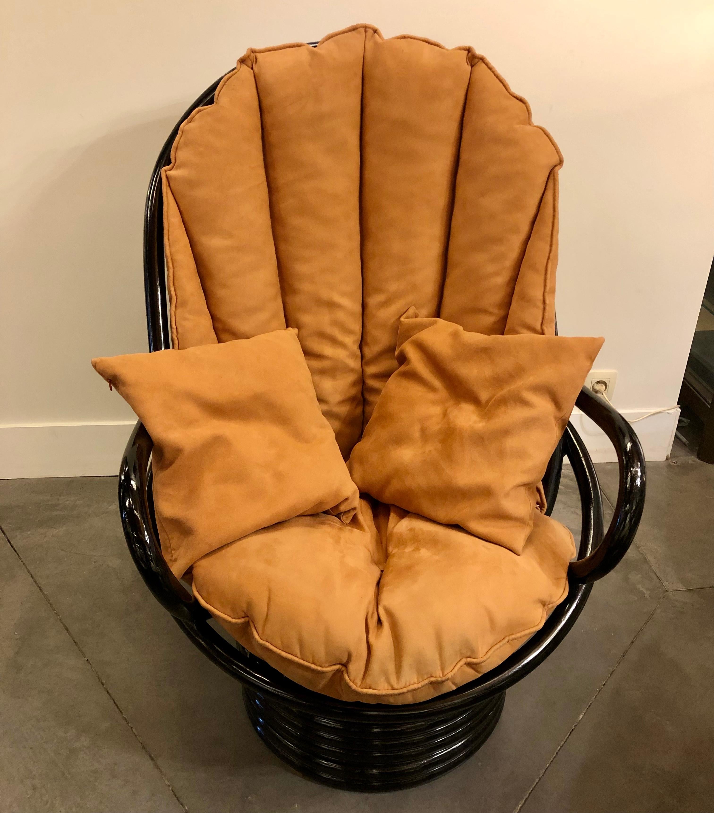 Belgian Bamboo Swivel Lounge Chair 1970 For Sale