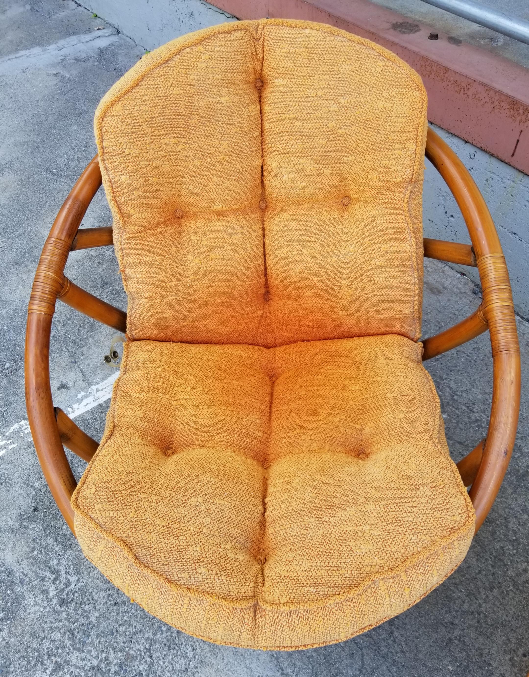 Bamboo Swivel Lounge Chairs, 1970's 5