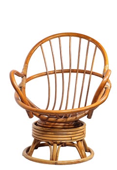 Bamboo Swivel Tilt Lounge Chair c 1970's