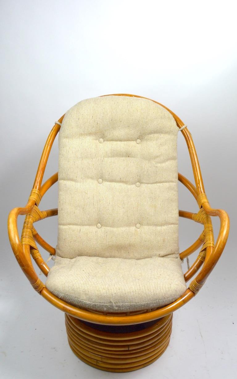 Bamboo Swivel Tilt Lounge Chair At 1stdibs