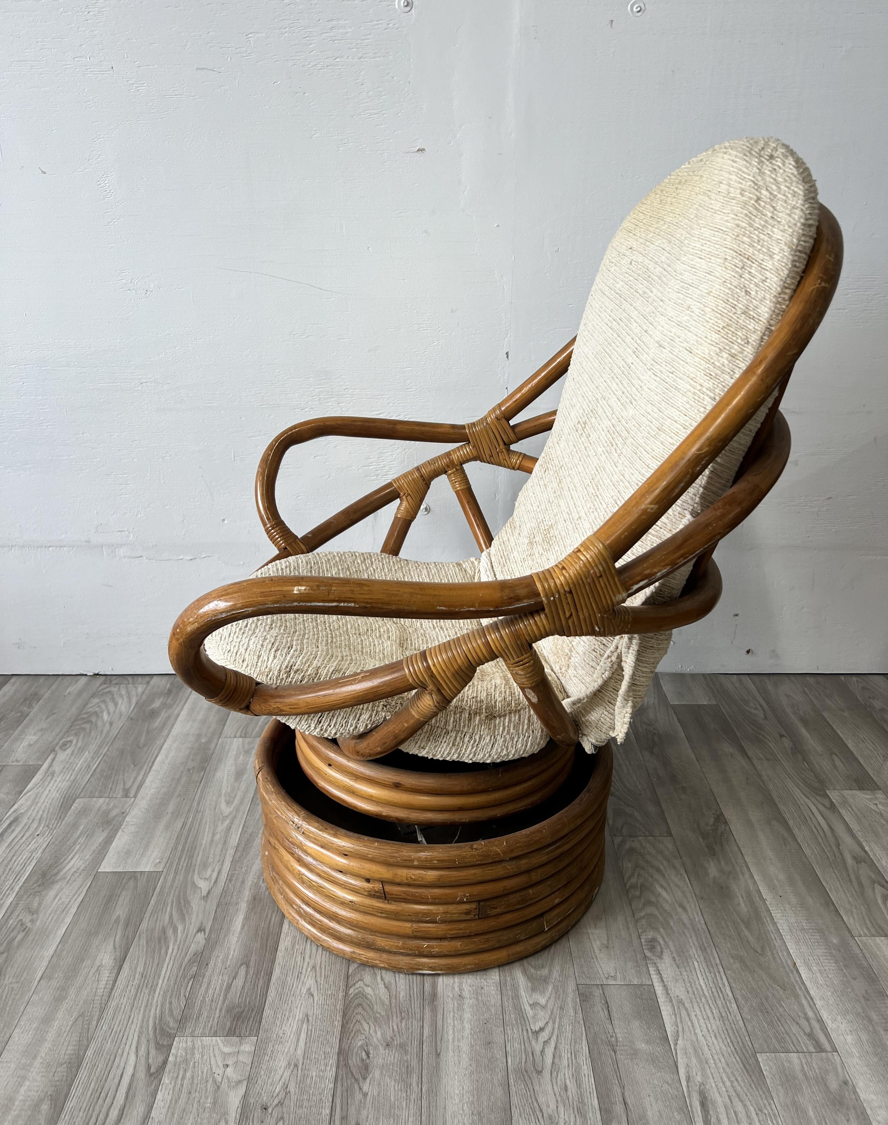 Bamboo Swivel Tilt Lounge Chair For Sale 1