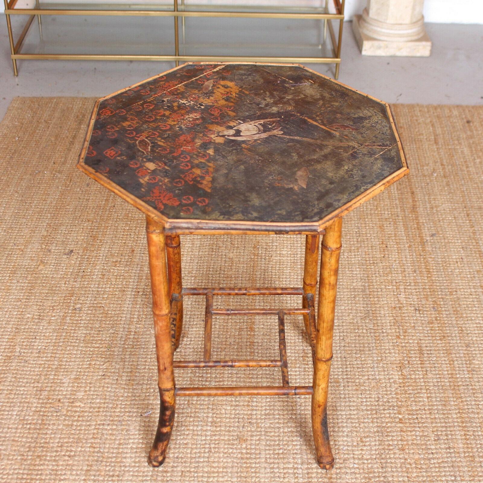 English Bamboo Table 19th Century Lacquered For Sale