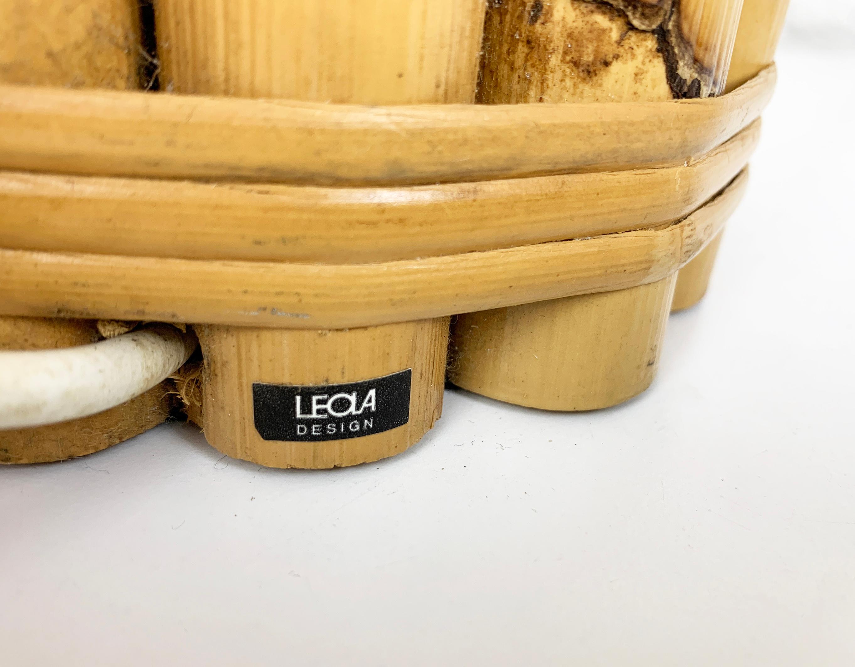 Mesa de bambú Lámpara Hollywood Regency de Leola, Italia Años 70 Tiki en venta 2