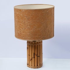 Bamboo Table Lamp Paper Shade, France, 1950s