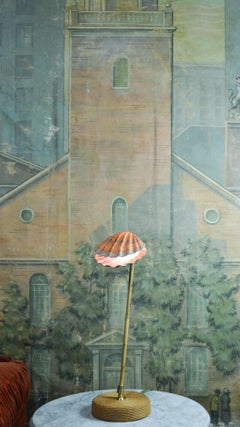 Bamboo Table Lamp with Scallop Shell Shade and Coiled Seagrass Base