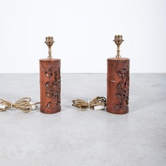 Bamboo Table Lamps Brass, Italy, Midcentury 1950s