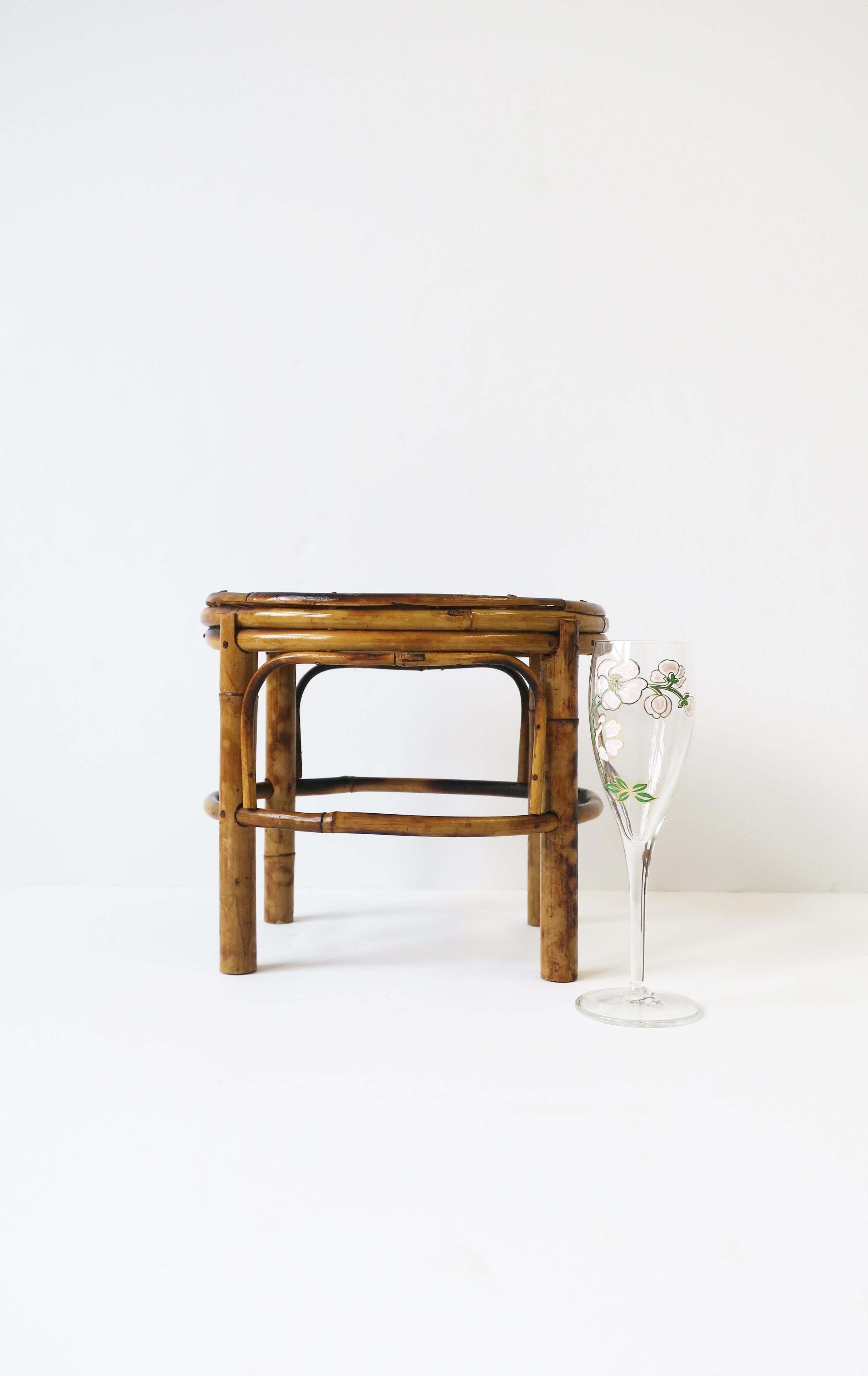 Wicker Bamboo Table or Plant Stand, Small For Sale 1