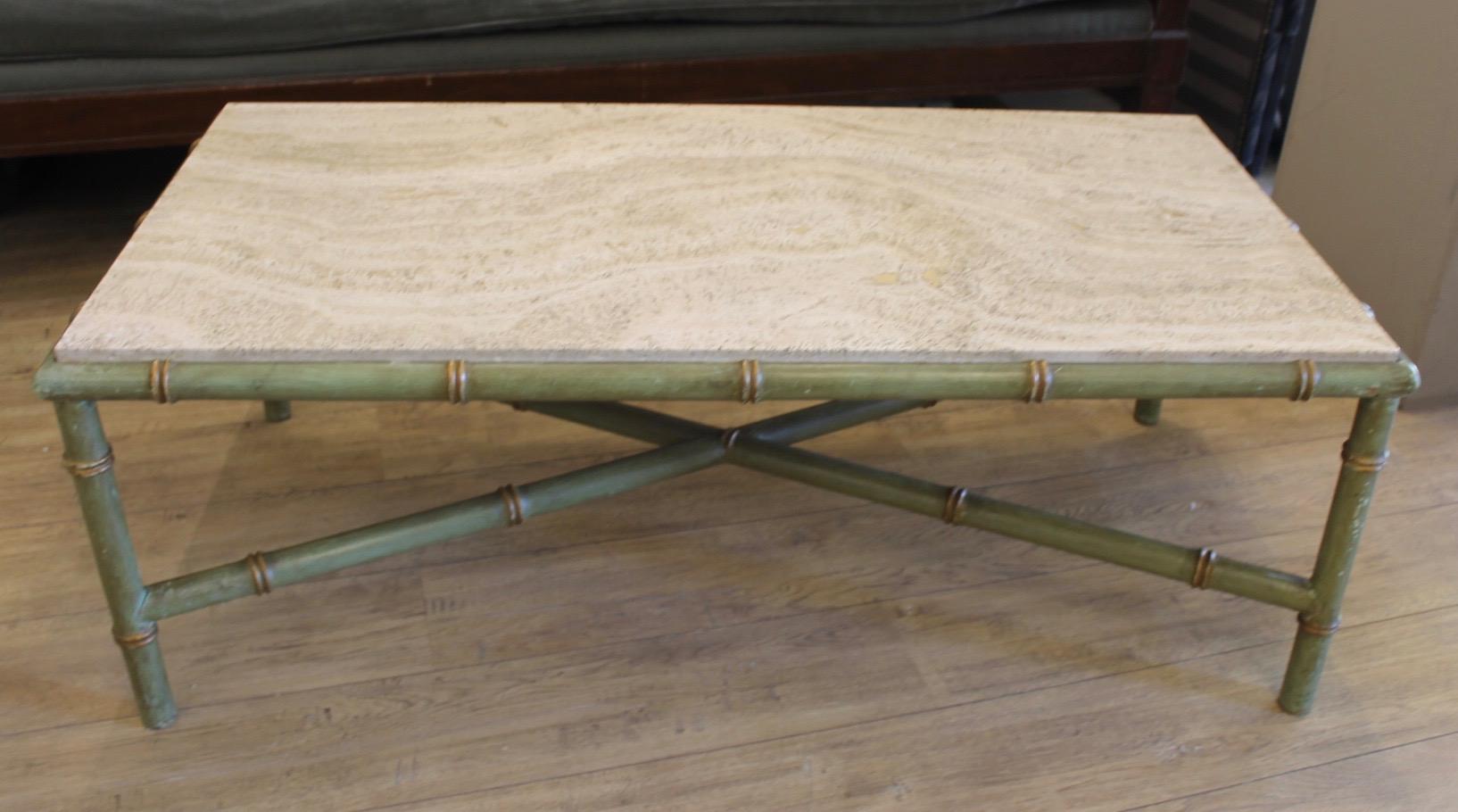 Bamboo Table, Travertine, 1970 For Sale 3