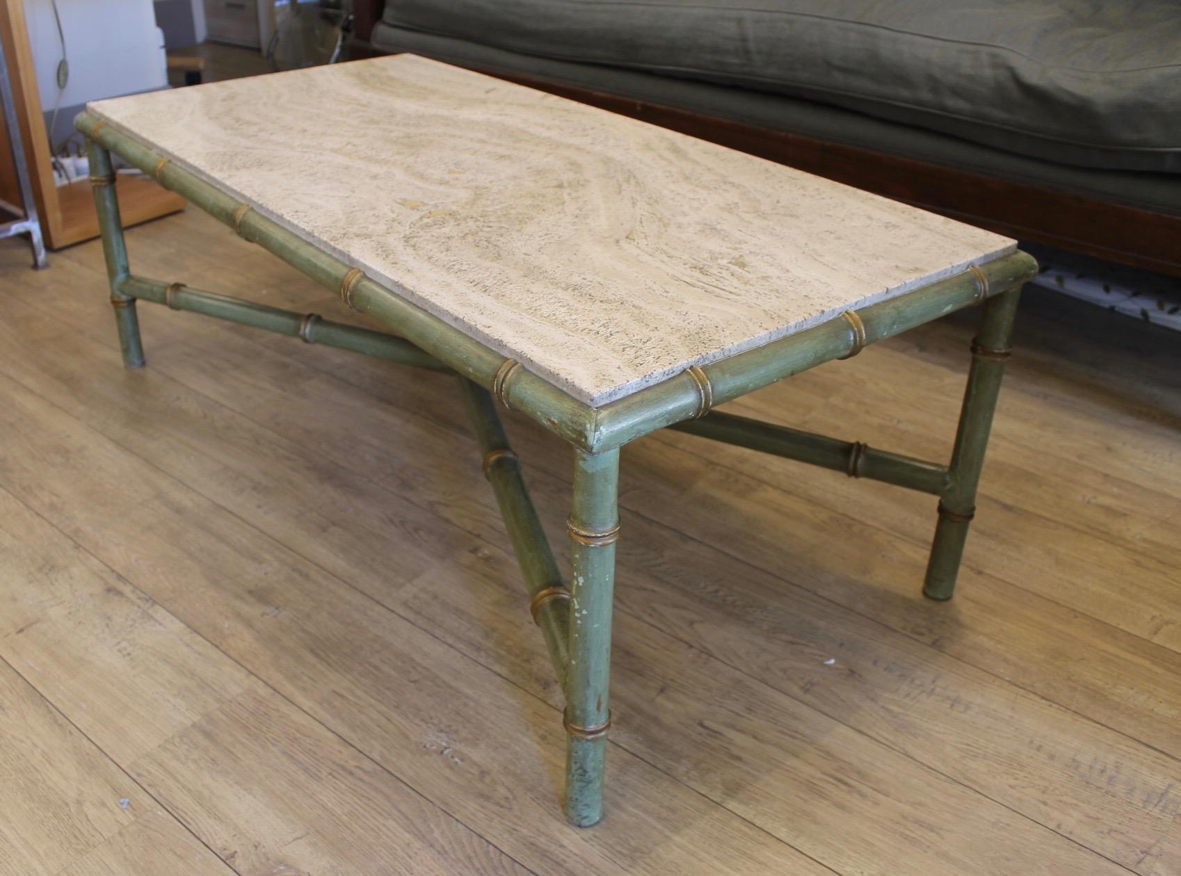 Bamboo Table, Travertine, 1970 For Sale 1