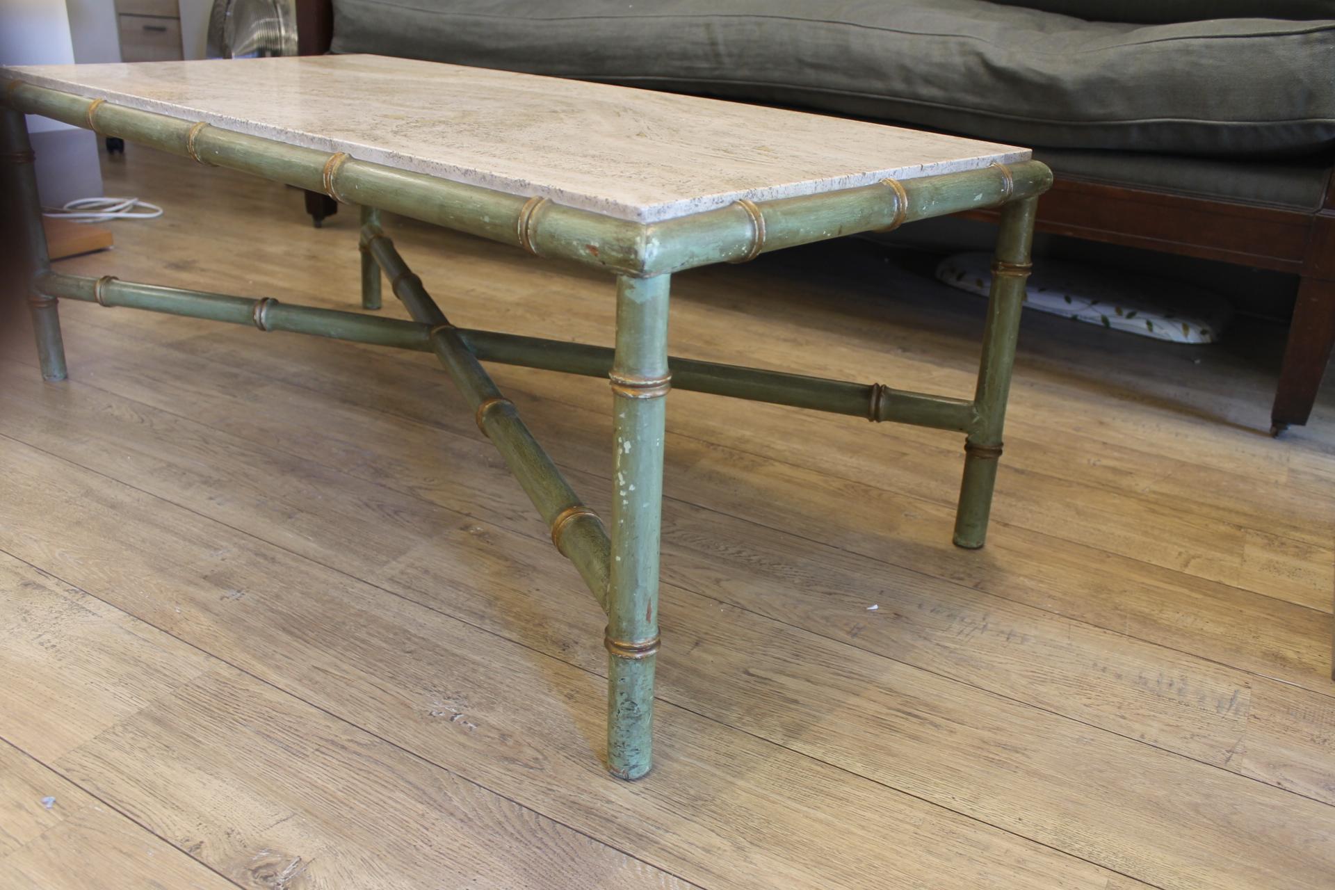 Bamboo Table, Travertine, 1970 For Sale 2