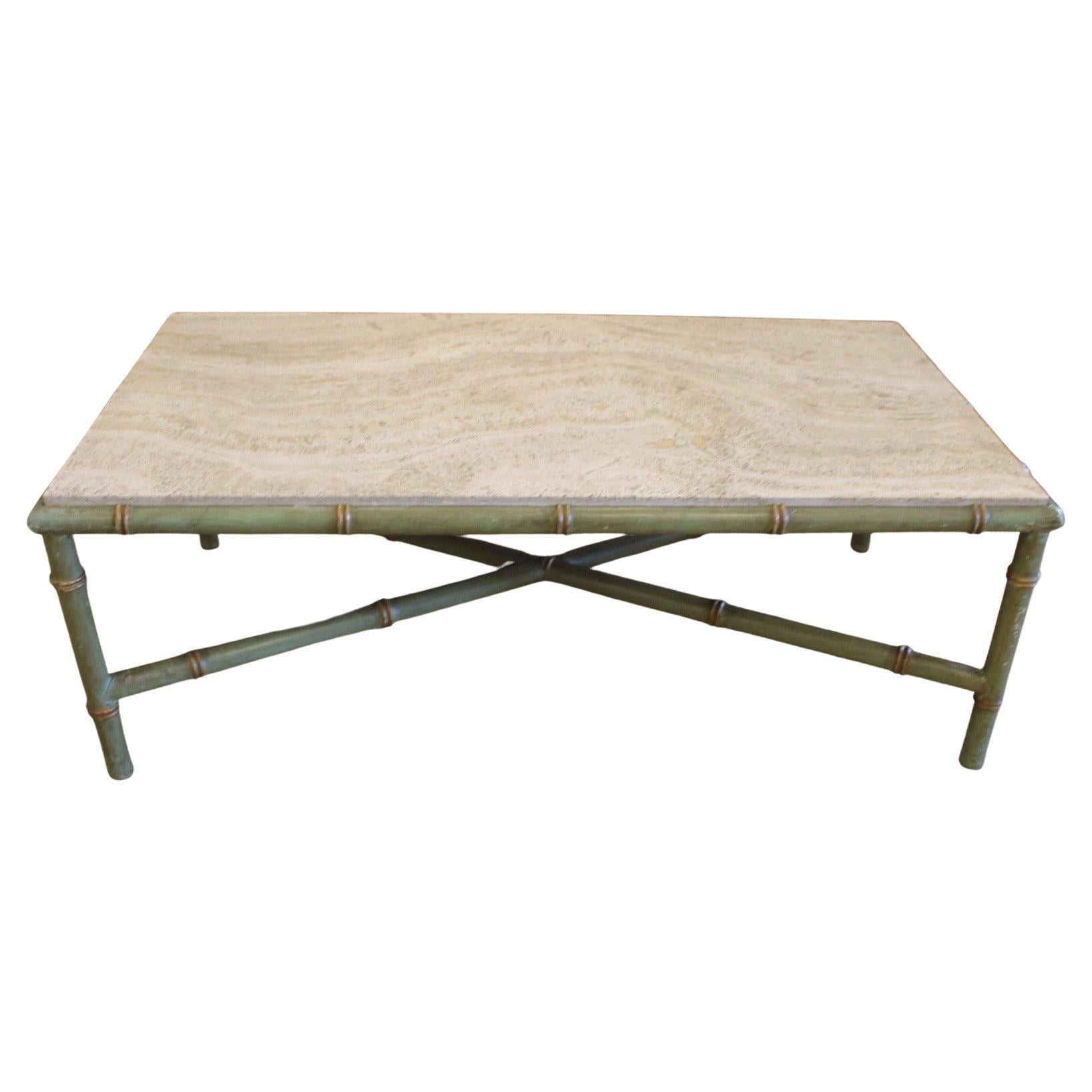 Bamboo Table, Travertine, 1970 For Sale