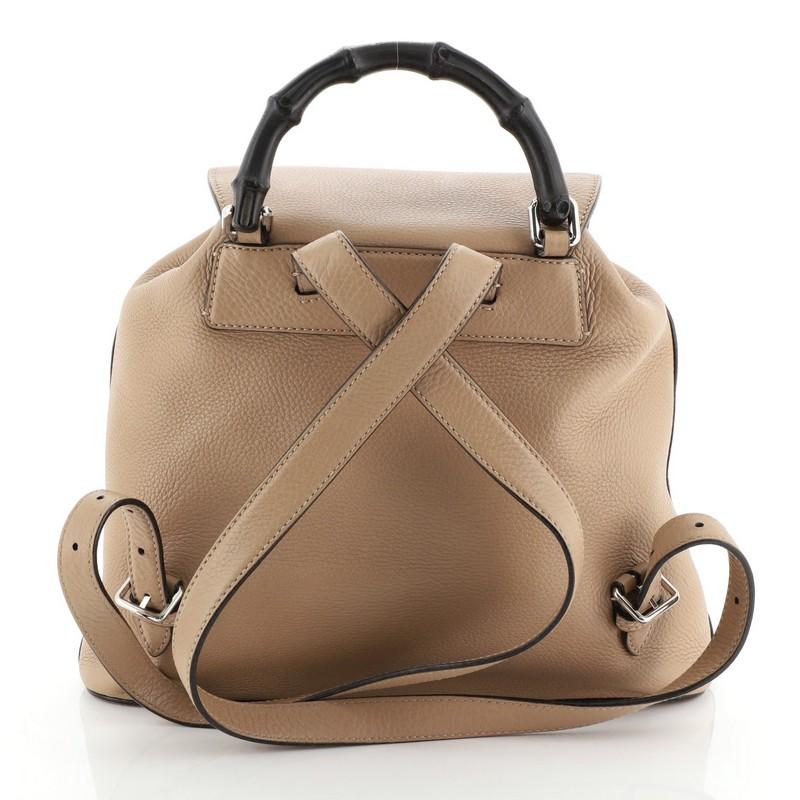 Brown Bamboo Tassel Backpack Leather Medium