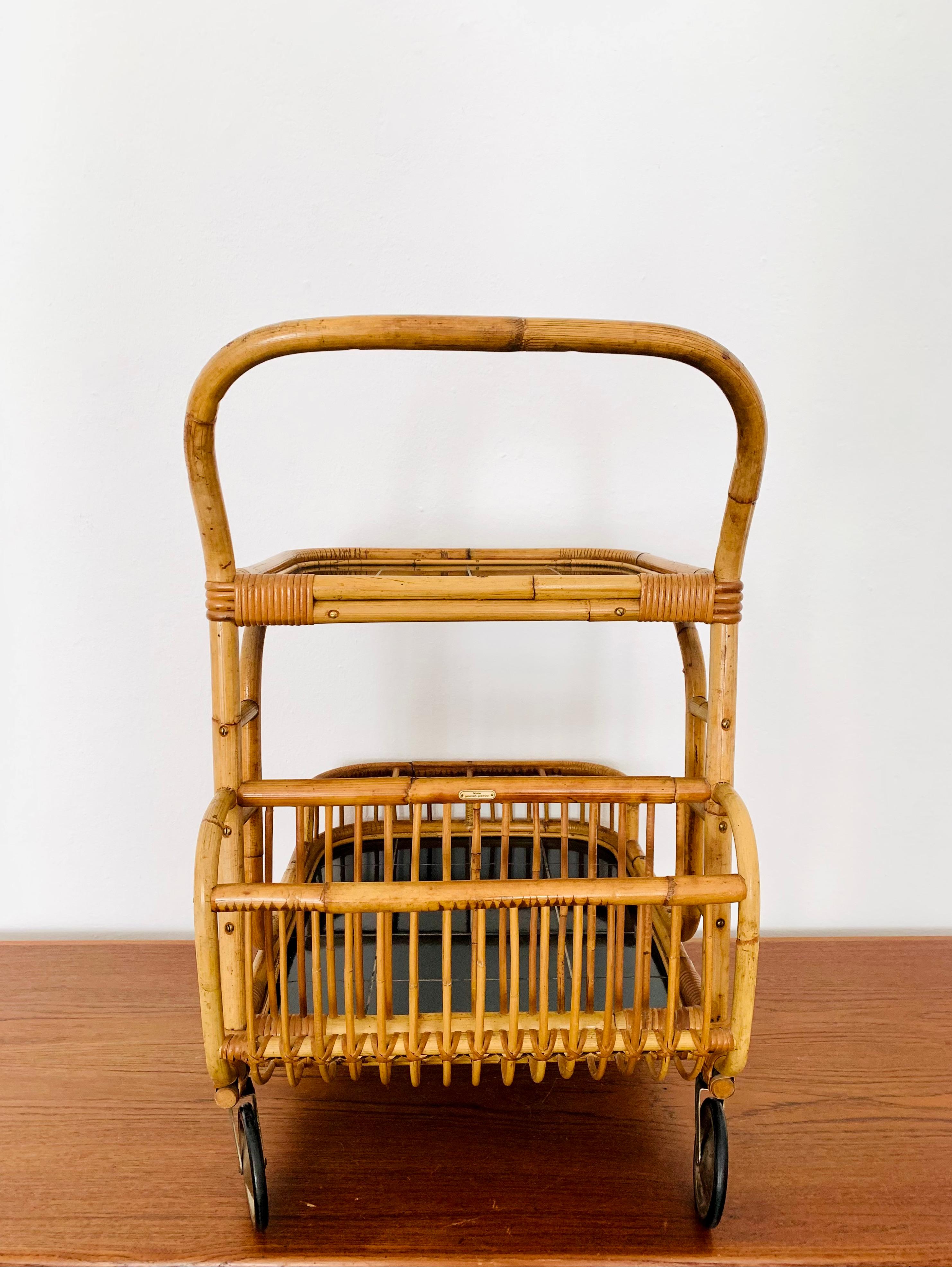 Mid-20th Century Bamboo Tea Trolley or Bar Cart For Sale