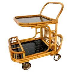 Retro Bamboo Tea Trolley or Bar Cart