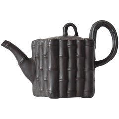 Antique Bamboo Teapot in Black Basalt, Probably Mayer, circa 1790