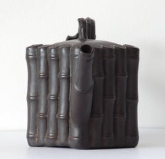 Bamboo Teapot in Black Basalt, Probably Mayer, circa 1790