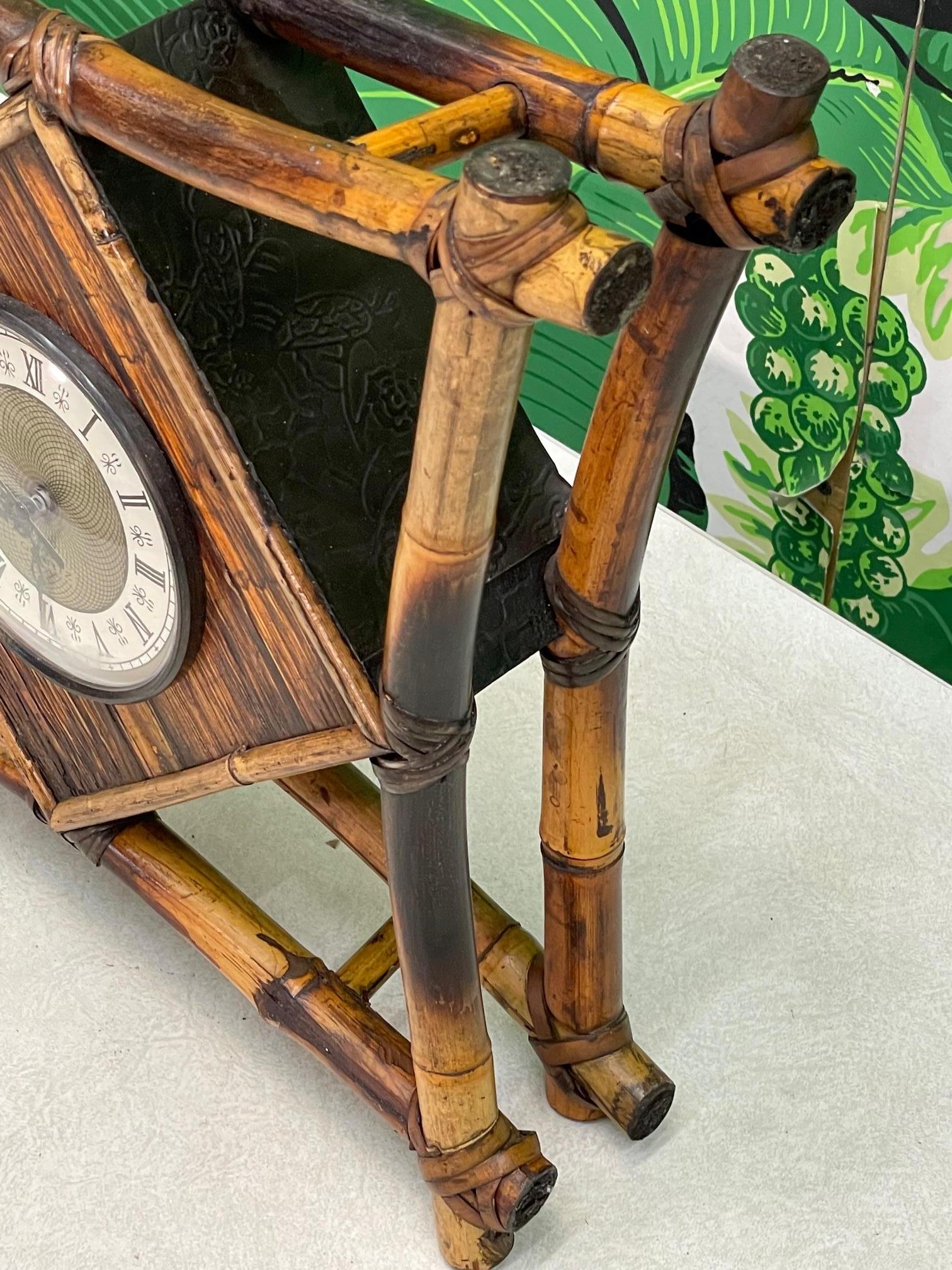 Organic Modern Bamboo Tiki Style Desk or Wall Clock For Sale
