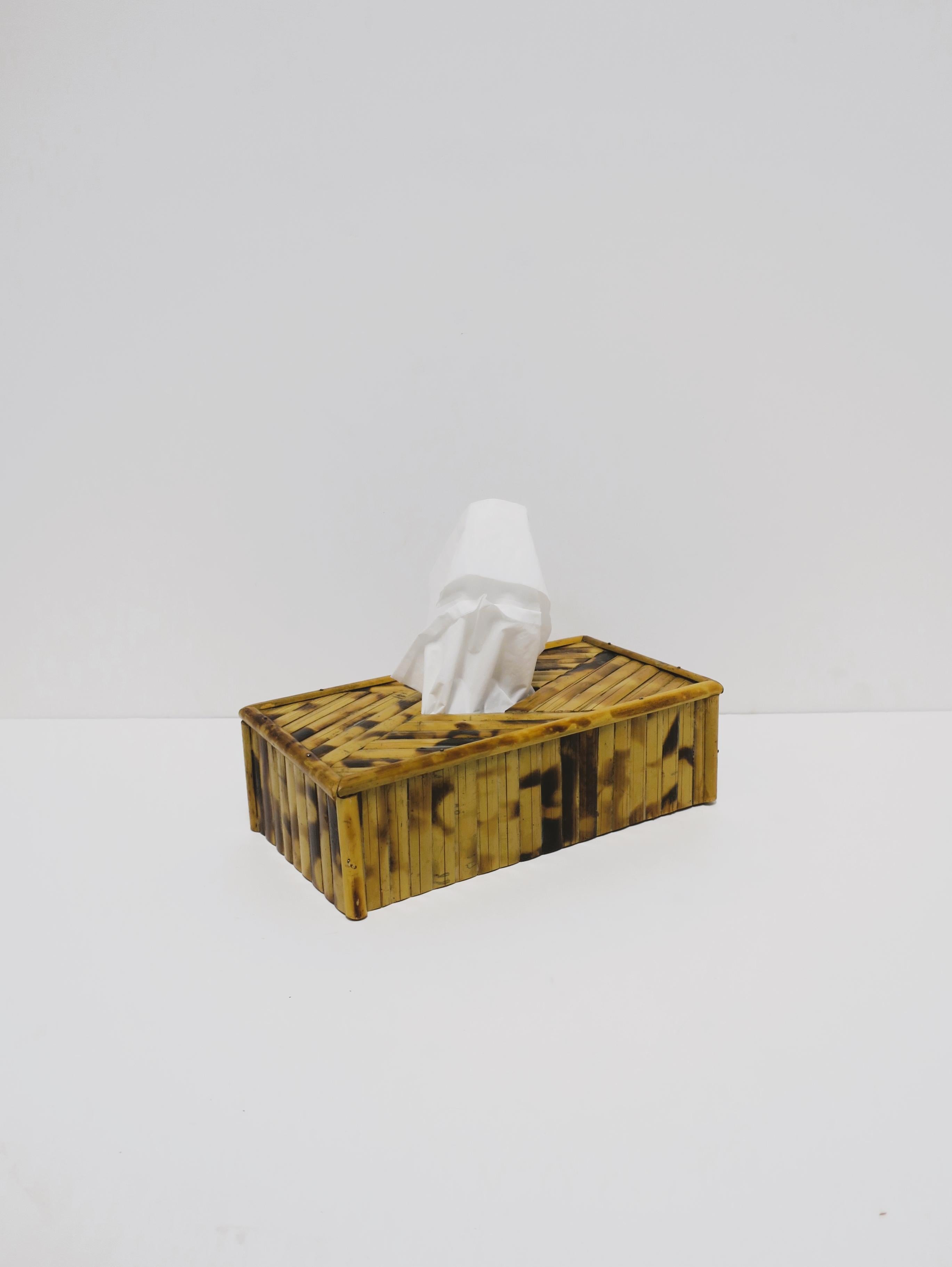 20th Century Wicker Bamboo Tissue Box Cover Holder For Sale