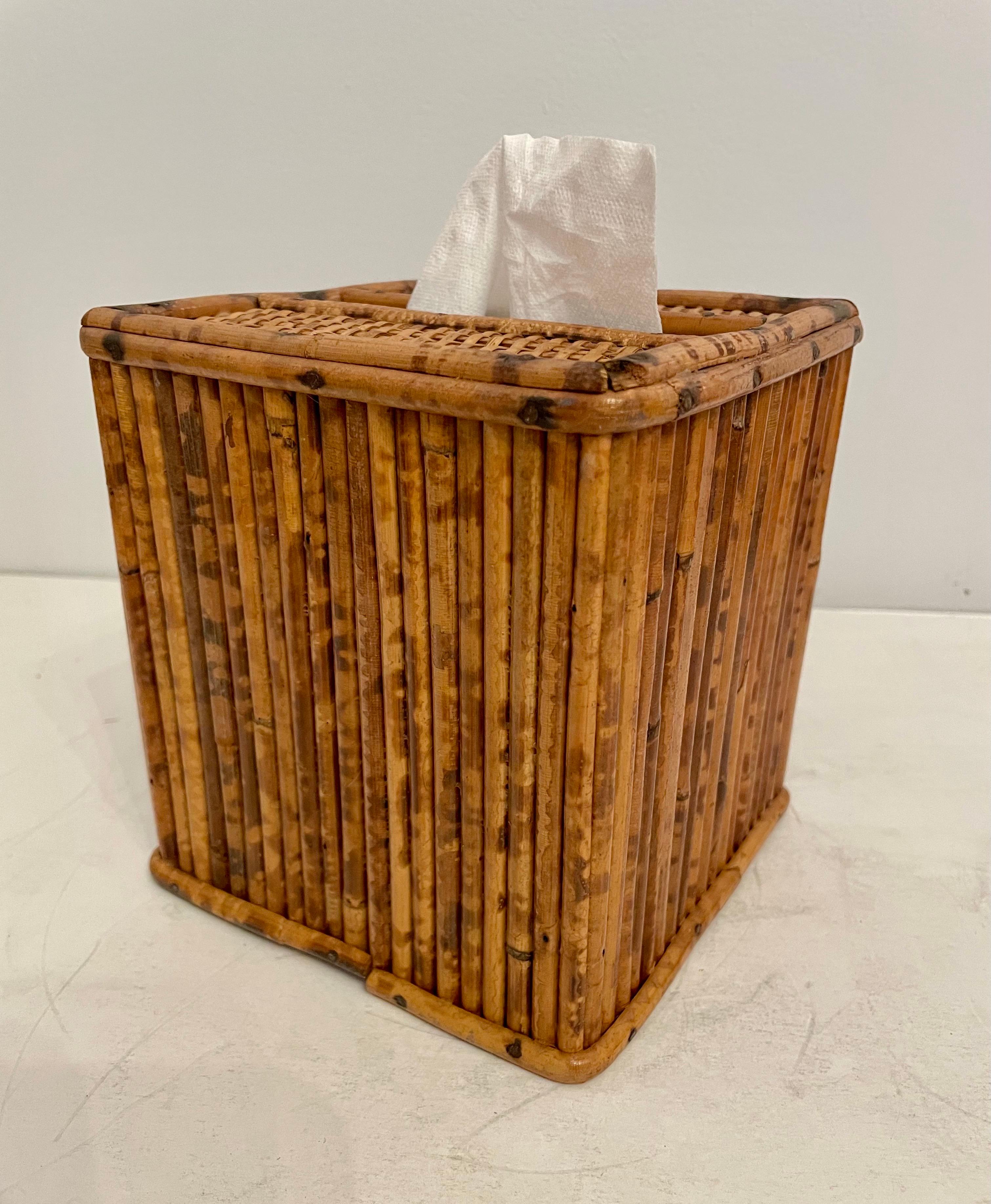 Bamboo Tissue Box Cover Holder In Good Condition For Sale In New York, NY