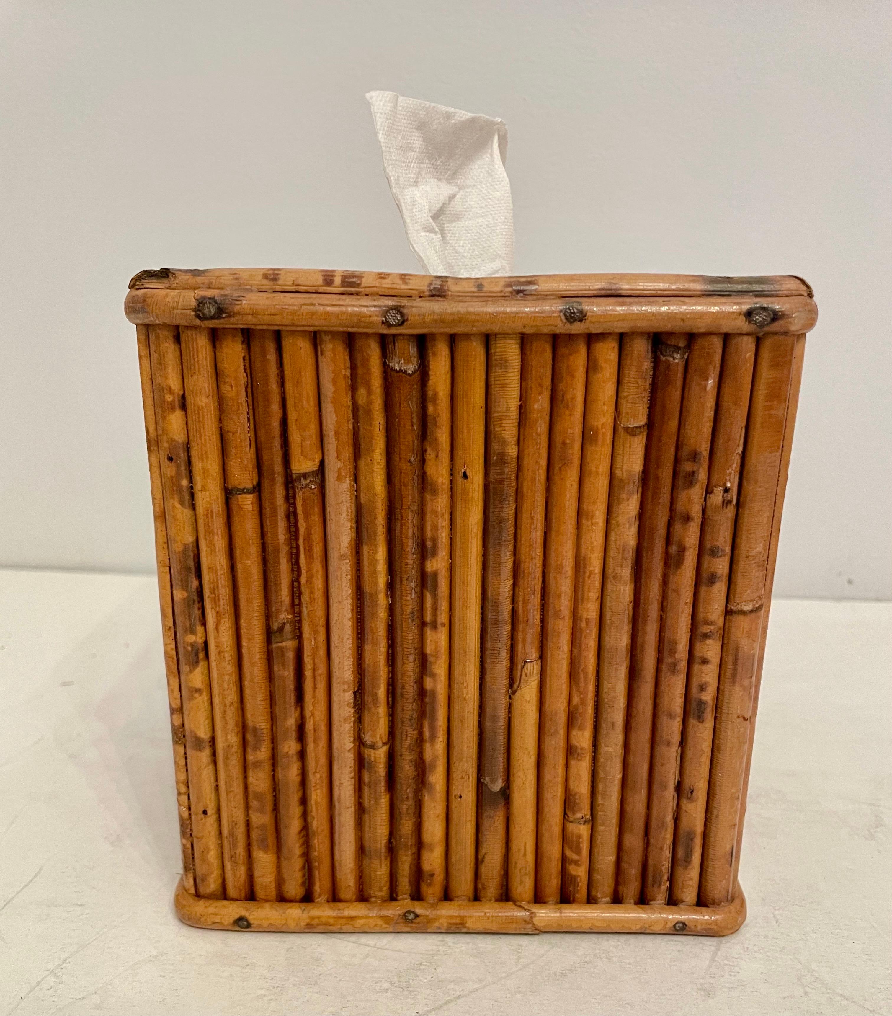 20th Century Bamboo Tissue Box Cover Holder For Sale